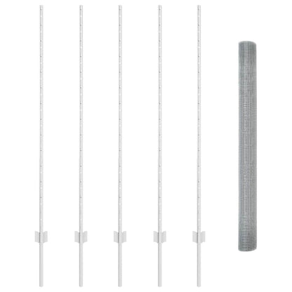 Fence with Posts Silver 1.4 x 10 m Steel