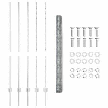Fence with Posts Silver 1.4 x 10 m Steel