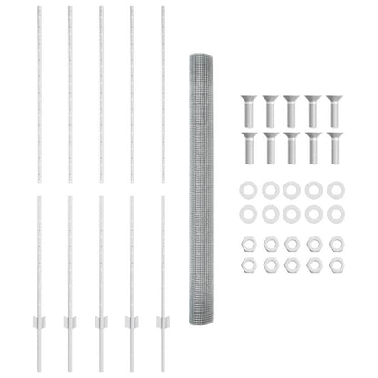 Fence with Posts Silver 1.5 x 10 m Steel
