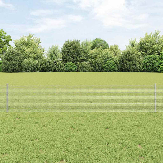 Fence with Posts Silver 0.4 x 25 m Steel