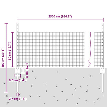 Fence with Posts Silver 0.5 x 25 m Steel