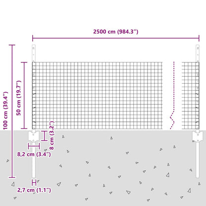 Fence with Posts Silver 0.5 x 25 m Steel