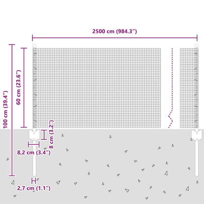 Fence with Posts Silver 0.6 x 25 m Steel