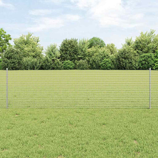 Fence with Posts Silver 0.6 x 25 m Steel