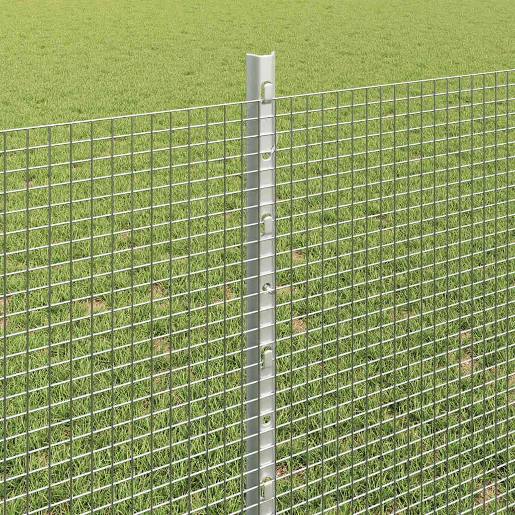 Fence with Posts Silver 0.8 x 25 m Steel