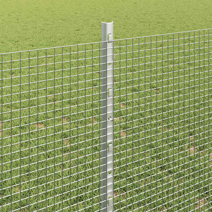 Fence with Posts Silver 0.8 x 25 m Steel
