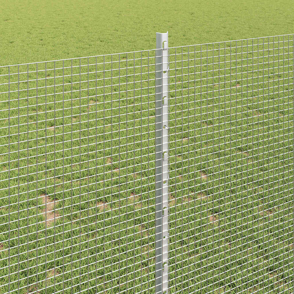 Fence with Posts Silver 1 x 25 m Steel