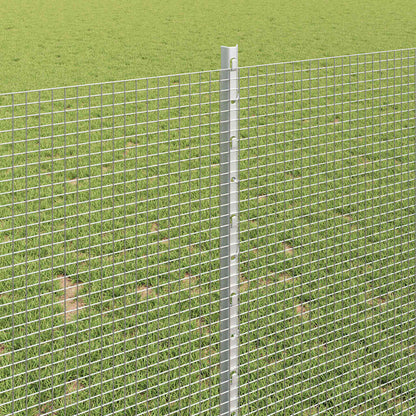 Fence with Posts Silver 1 x 25 m Steel