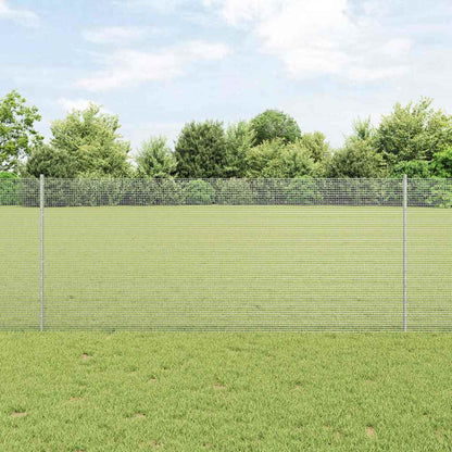 Fence with Posts Silver 1 x 25 m Steel