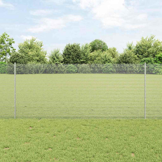 Fence with Posts Silver 1 x 25 m Steel