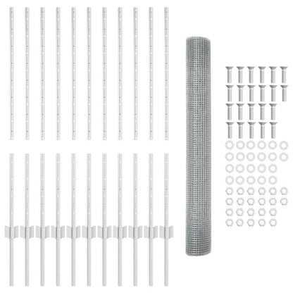 Fence with Posts Silver 1 x 25 m Steel