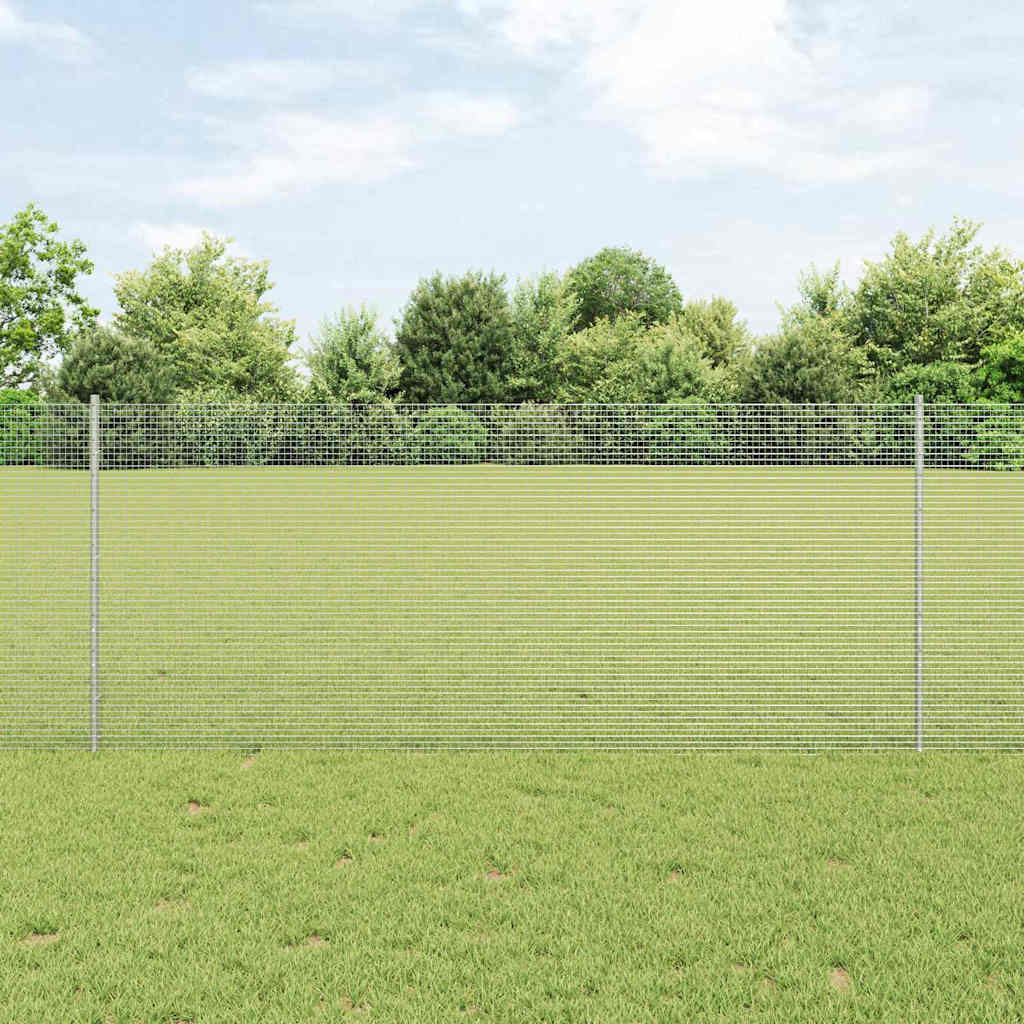 Fence with Posts Silver 1 x 25 m Steel