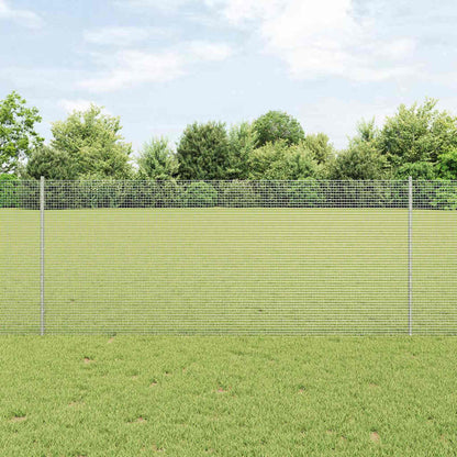 Fence with Posts Silver 1 x 25 m Steel