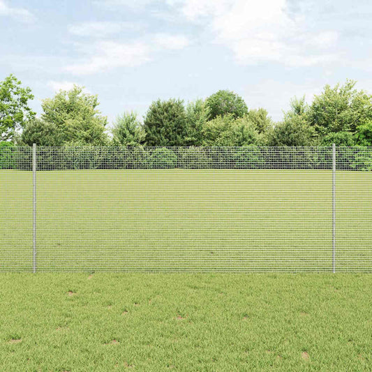 Fence with Posts Silver 1 x 25 m Steel