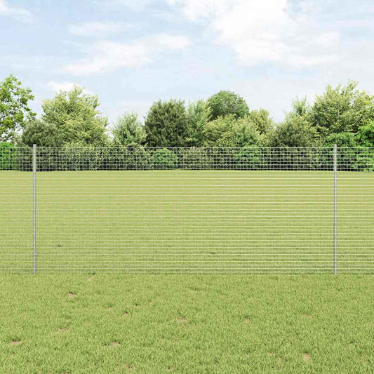 Fence with Posts Silver 1 x 25 m Steel