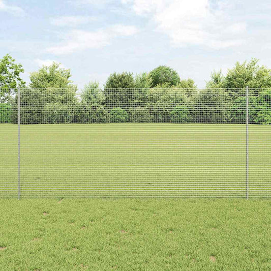 Fence with Posts Silver 1.2 x 25 m Steel