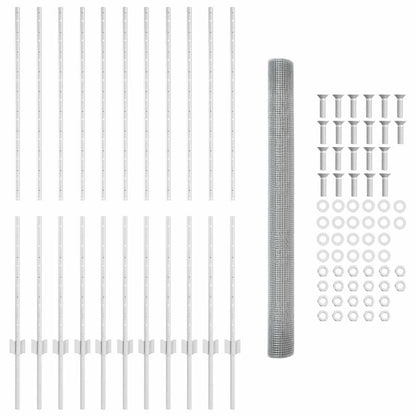 Fence with Posts Silver 1.4 x 25 m Steel