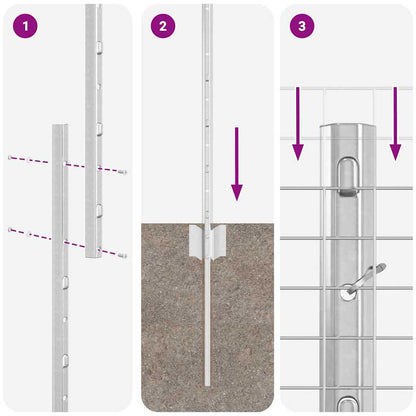 Fence with Posts Silver 1.4 x 25 m Steel