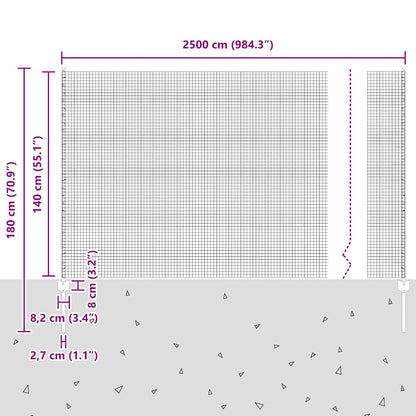 Fence with Posts Silver 1.4 x 25 m Steel