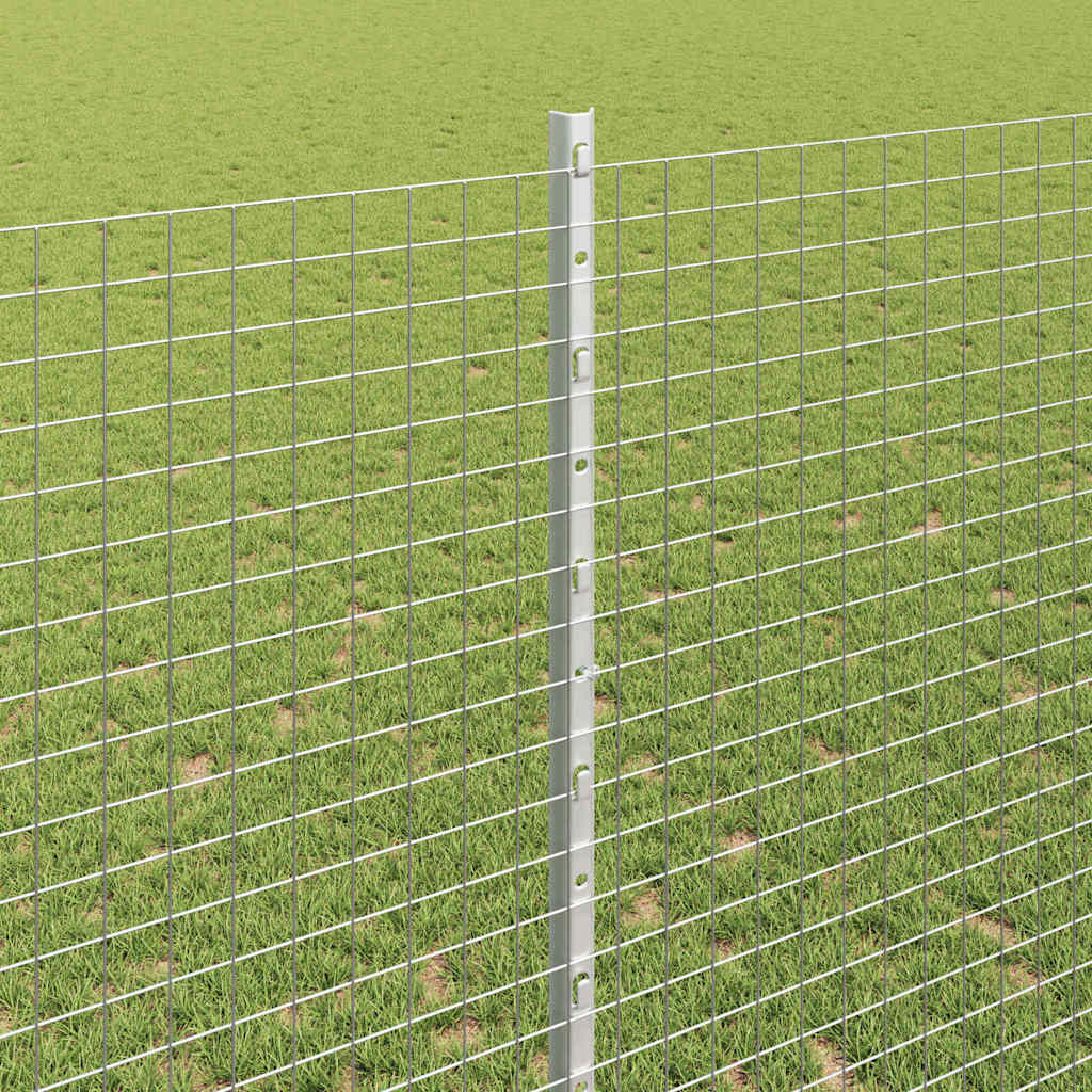 Fence with Posts Silver 1.4 x 25 m Steel