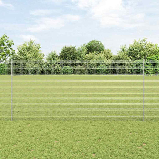 Fence with Posts Silver 1.4 x 25 m Steel