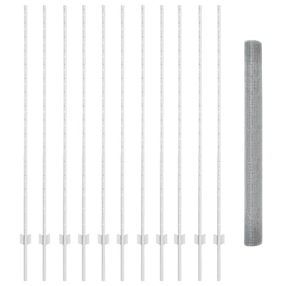 Fence with Posts Silver 1.5 x 25 m Steel