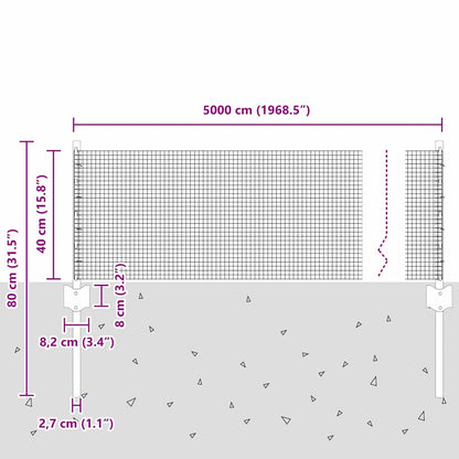 Fence with Posts Silver 0.4 x 50 m Steel