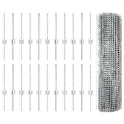 Fence with Posts Silver 0.4 x 50 m Steel
