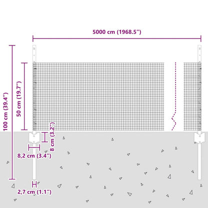 Fence with Posts Silver 0.5 x 50 m Steel