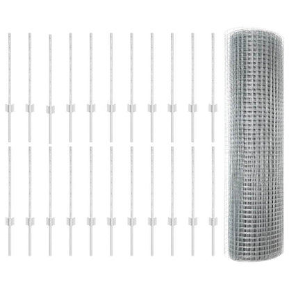 Fence with Posts Silver 0.5 x 50 m Steel