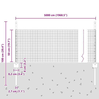 Fence with Posts Silver 0.5 x 50 m Steel