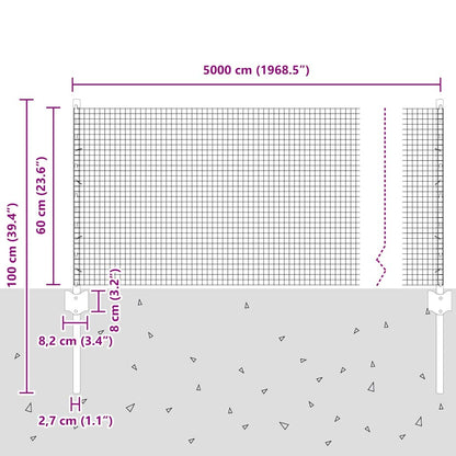 Fence with Posts Silver 0.6 x 50 m Steel