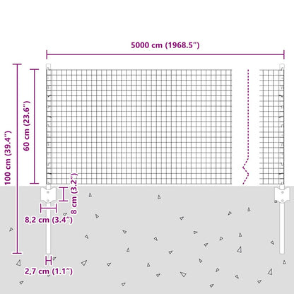 Fence with Posts Silver 0.6 x 50 m Steel