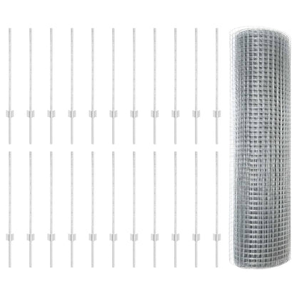 Fence with Posts Silver 0.8 x 50 m Steel