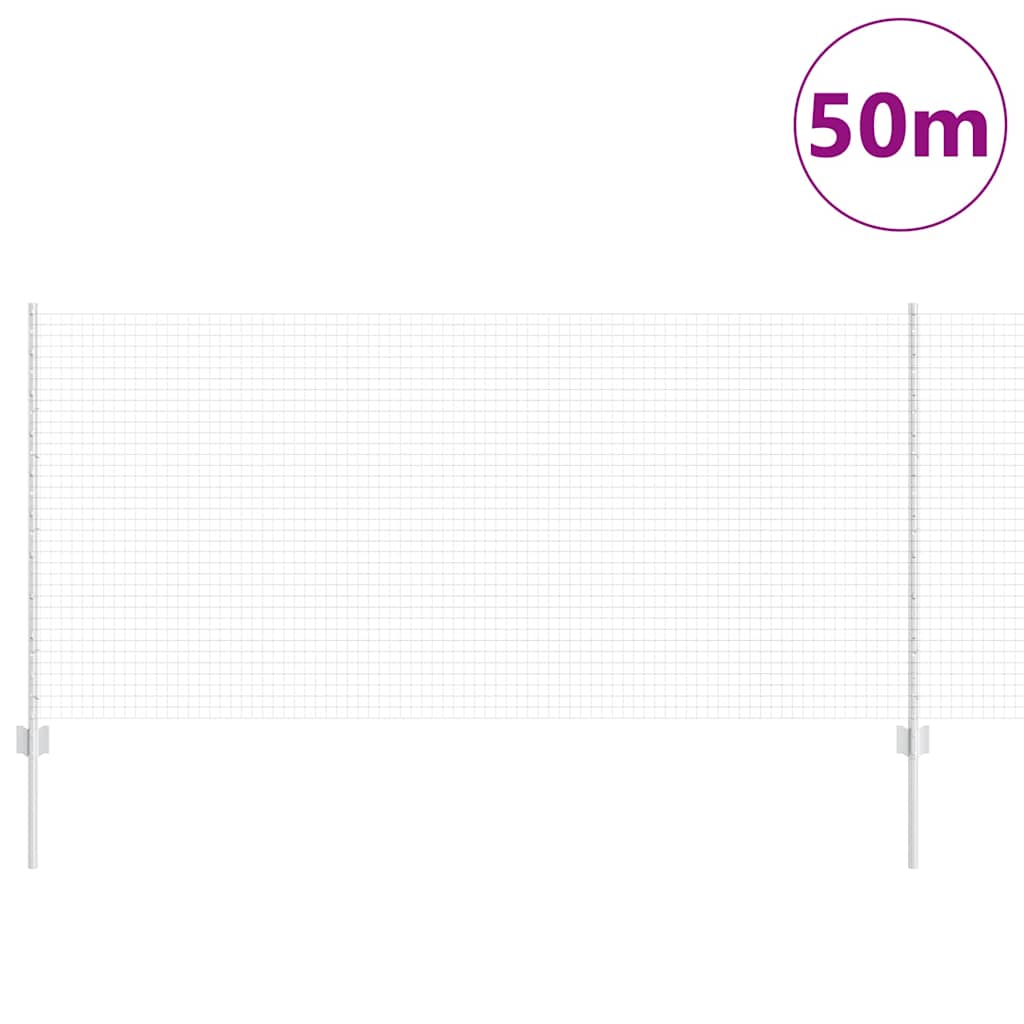 Fence with Posts Silver 1 x 50 m Steel