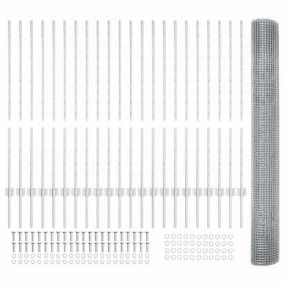 Fence with Posts Silver 1.2 x 50 m Steel