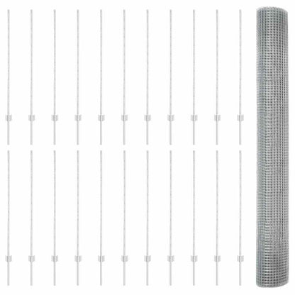 Fence with Posts Silver 1.2 x 50 m Steel