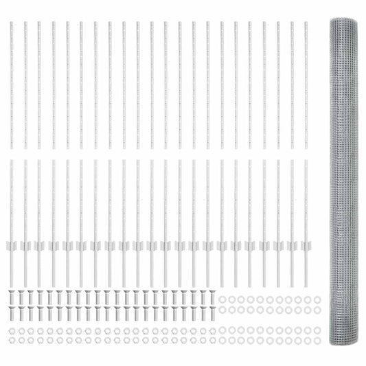 Fence with Posts Silver 1.4 x 50 m Steel