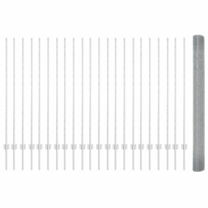 Fence with Posts Silver 1.4 x 50 m Steel
