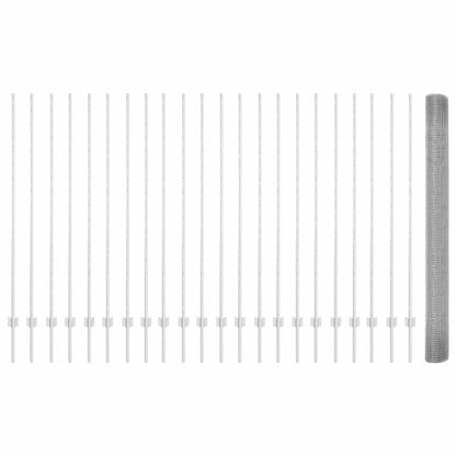 Fence with Posts Silver 1.5 x 50 m Steel