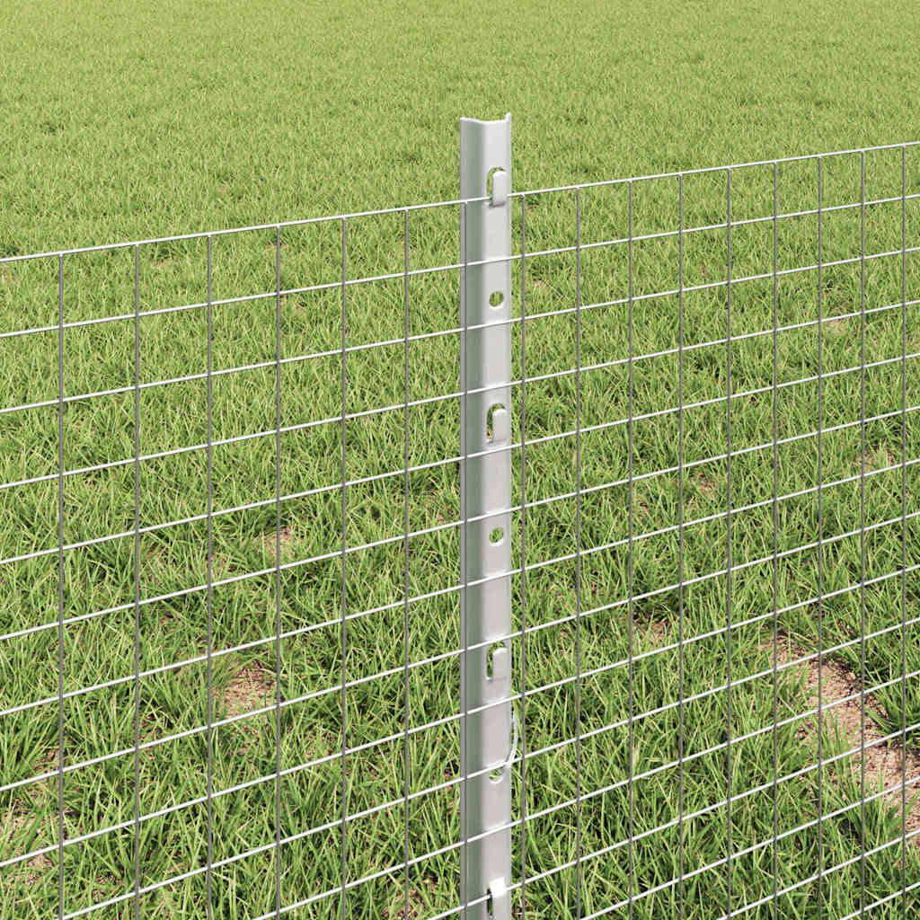 Fence with Posts Silver 0.4 x 100 m Steel