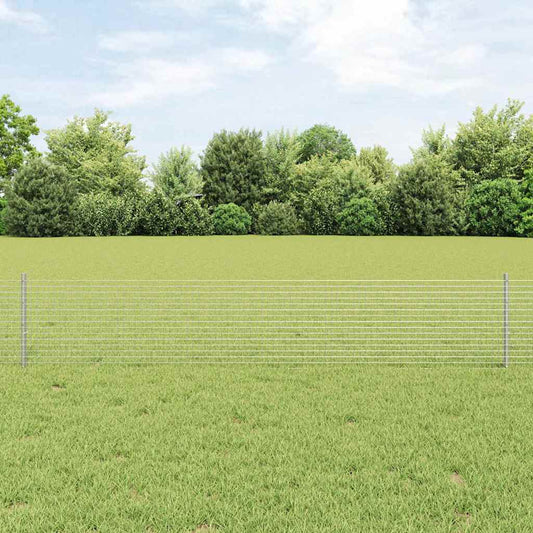 Fence with Posts Silver 0.4 x 100 m Steel