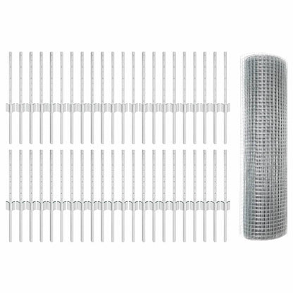 Fence with Posts Silver 0.4 x 100 m Steel