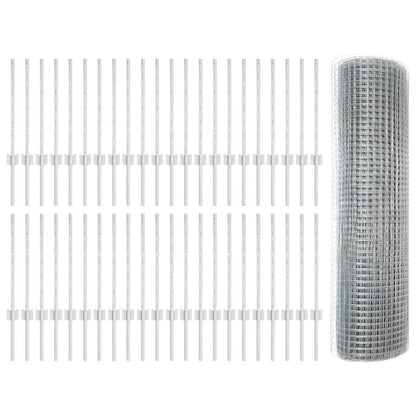 Fence with Posts Silver 0.5 x 100 m Steel