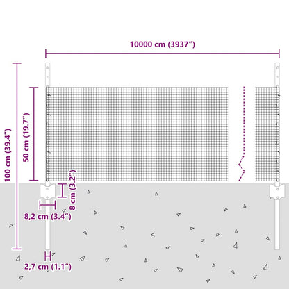 Fence with Posts Silver 0.5 x 100 m Steel