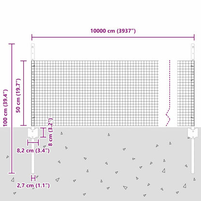 Fence with Posts Silver 0.5 x 100 m Steel