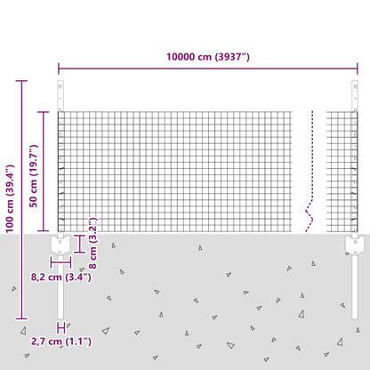 Fence with Posts Silver 0.5 x 100 m Steel