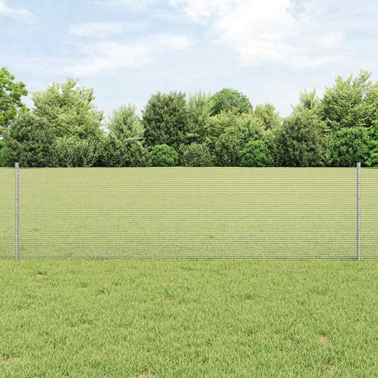 Fence with Posts Silver 0.6 x 100 m Steel