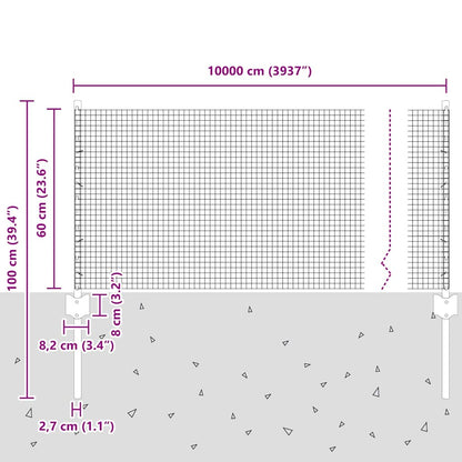 Fence with Posts Silver 0.6 x 100 m Steel