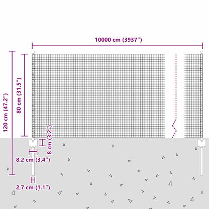 Fence with Posts Silver 0.8 x 100 m Steel